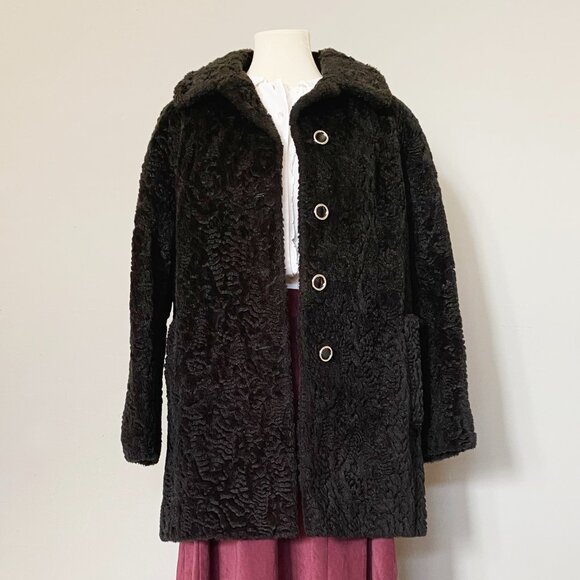 Vintage Jackets & Blazers - VINTAGE (c. 1960) | Faux Persian Lamb Coat | VERY GOOD!!!